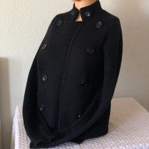 Women's J. Crew Black Collared Button Down Cardigan Alpaca Wool Sweater XS